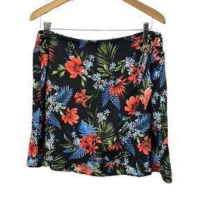 DR2 Black Hawaiian Print Skort Shorts Women's Size XXL Side Tie New